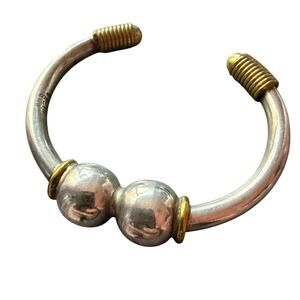 Taxco 925 Sterling Silver Vintage Mexican Sterling Silver Brass Cuff Bracelet